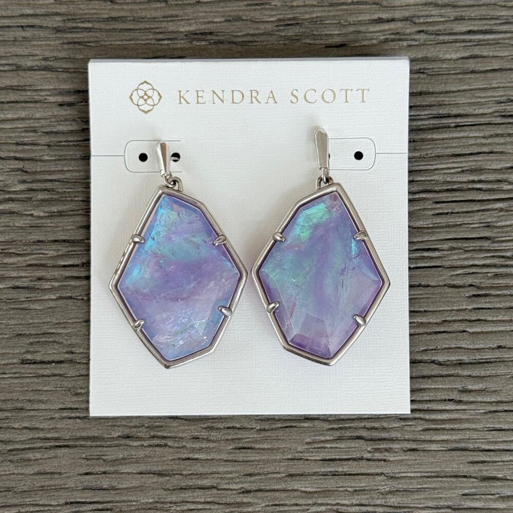 Kendra Scott Dunn Large Drop Earrings Silver Amethyst